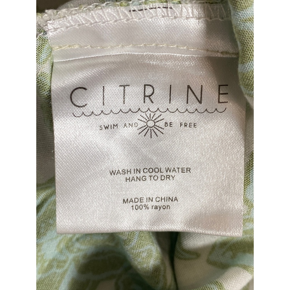 Citrine Swim and Be Free Green Floral Henley Maxi Dress Long Sleeve Large - Picture 12 of 14